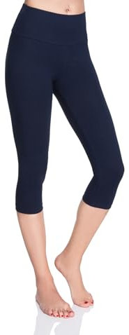 MITAAMI High Waisted 3/4 Lenght Cropped Cotton Pants - Non See Through Capri Leggings Tummy Control Panel Active Pants - Casual Stretchy Sport Gym Yoga Leggings Black 20