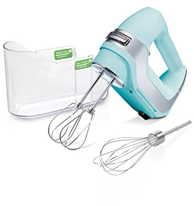 Hamilton Beach Professional 5-Speed Electric Hand Mixer with Snap-On Storage Case, QuickBurst, Stainless Steel Twisted Wire Beaters and Whisk, Mint (62658)