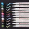 Metallic Stifte Set Pinselspitze Fineliner, 10 Metallische Farben Color Marker Brush Pens Fotoalbum Hochzeit Steine Schwarze Seiten Keramik Holz Leinwand Acrylfarben Handlettering Pinselstift