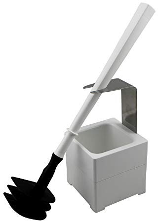 MISTERSANITÄR WC-Reinigungsgerät, Spezielle Toilettenbürste der 2. Generation und Wandhalter/Bodenständer Weiß, 3 TLG. Bürste - Silikonfrei, Geruchsneutral und Biegsam Farbe Weiß