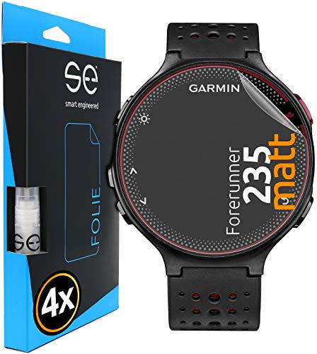 4x se® Protector 3D Antirreflejo para Garmin Forerunner 235, Protección Solar, Compatible con Huellas y FaceID, Instalación sin Burbujas, Mate, Resistente a Golpes y Arañazos, Matériau TPU
