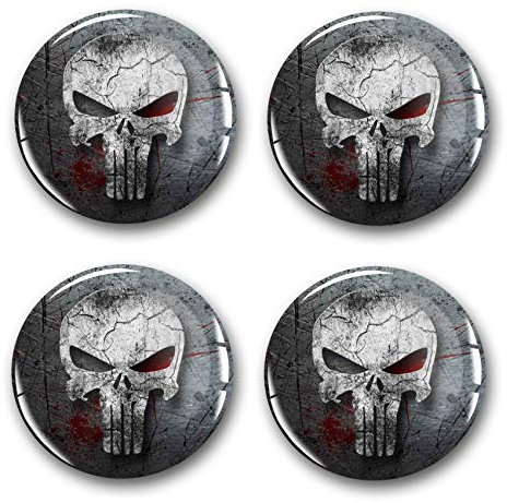 4 x Gel Aufkleber für Nabendeckel 60mm Durchmesser Felgenaufkleber Sticker für Felgen Emblem Doming für Auto Kfz Tuning Zubehör DM007 (Nr. 13 Punisher Grey, Gel Aufkleber Set)