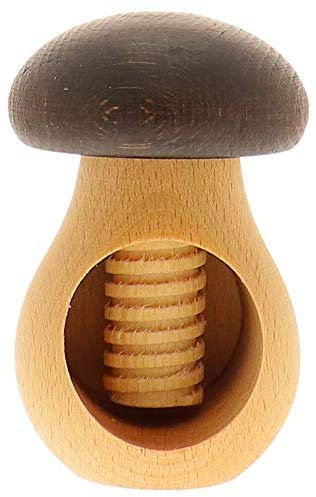 BAS Nussknacker Pilz aus Buchen-Holz mit Schraubgewinde sehr massiv, als Pilz Figur, knackt Jede Nuss mit wenig Kraft