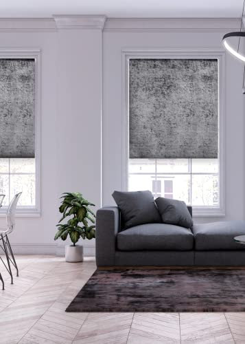 Lister Cartwright Crushed Velvet Roller Blinds Easy Fit Child Safety Cut To Size Fixing Inc, Charcoal 120 x165 cm