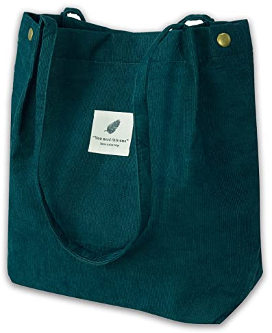 VOKUVIKU Groß Cord Tasche Damen Ultraleicht Umhängetasche | Schule Jutebeutel Stoff Aesthetic Beutel , Mädchen Cord Tote Bag Shopper Leicht Schule Beuteltasche
