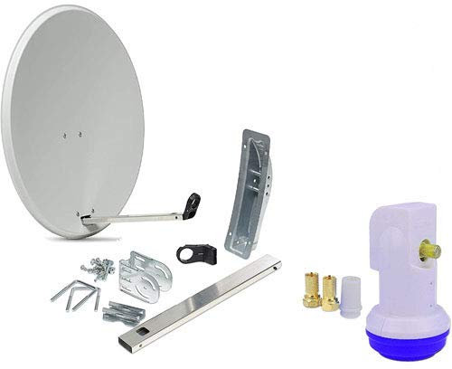 KIT Satellite Complet en Aluminium - 60/65cm Miroir/Disque Anthracite Single LNB - pour 1 récepteur/TV [Dernière Technologie - DVB-S/S2, Full HD, 4K/UHD, 3D].
