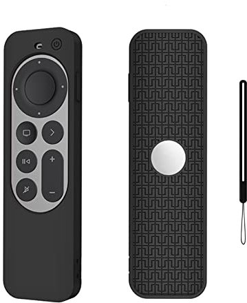 QULLOO Silikone Schutzhülle für 2022 Apple TV 4K (3. Generation) / Apple TV 4k 2021 Siri Fernbedienung,Remote Hülle Schutz case Cover - Schwarz