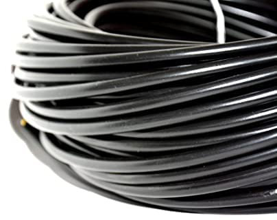 Hilark Fil électrique H03VV-F 3x1,5 mm2 (3g1,5 mm2) 3 Core Support PVC Secteur électrique Fil de Cuivre de Câble d'alimentation Noir (50 meter, Noir)