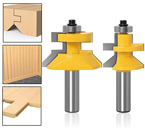 PROPRO Profession Tongue and Groove V-Notch 1 2 Shank Router Bit Set 45 Degree Woodworking Milling Cutter