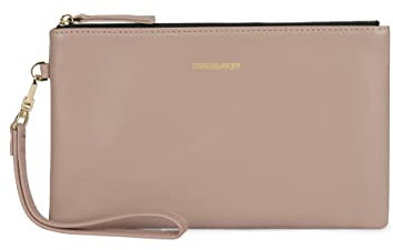 Doris&Jacky Goatskin Leather Wristlet Clutch Wallet Cute Small Pouch Bag With Strap (Lambskin-beige, 8-lambskin Beige)