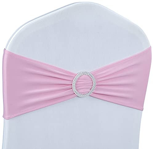 Babenest Lot de 30 nœuds de chaise en élasthanne extensible de qualité supérieure avec boucle coulissante taille unique pour décoration de mariage, fête, cérémonie, réception, banquet (rose)