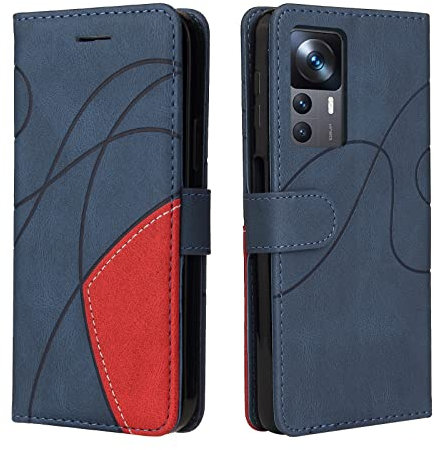 CXTcase Handyhülle für Xiaomi 12T/Xiaomi 12T Pro, Flip PU Leder Hülle Cover, Modisch Flip Case für Xiaomi 12T Pro Handytasche Schutzhülle, Blau