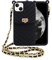 Yatchen Wallet Case for iPhone 14 Pro Max,Crossbody Phone Case with Lanyard Strap Cute Flip Credit Card Holder Soft Silicone Girls Lady Handbag Cover for iPhone 14 Pro Max Black