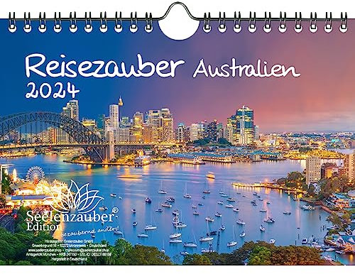 Reisezauber Australien DIN A5 Wandkalender für 2024 Australien Urlaub Meer Strand - Geschenkset Inhalt: 1x Kalender, 1x Weihnachtskarte (insgesamt 2 Teile)