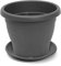 Tradineur - Vaso con piatto tipo mediterraneo, diametro 25 cm, ideale per interni ed esterni, fioriera alta con fori per drenare acqua, colore grigio