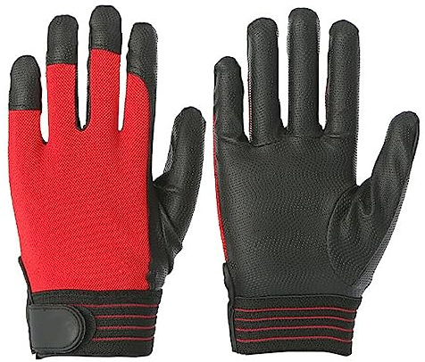 Ailan Spezielle Arbeitshandschuhe, elektrisch isolierender Schutzhandschuh, Gummi Sicherheitshandschuh, atmungsaktive Handschuhe, die Motorrad fahren, Schwarz Rot, M