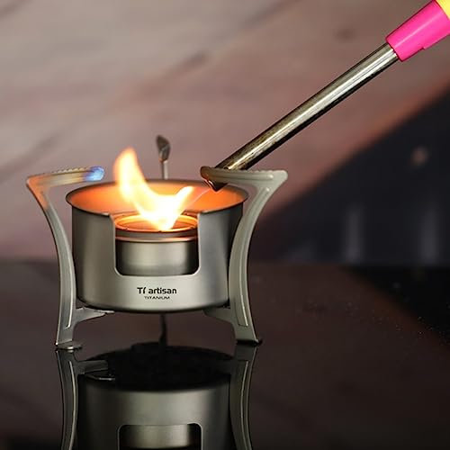 Réchaud à alcool en titane avec support de casserole - Brûleur à bois pour le camping et la randonnée