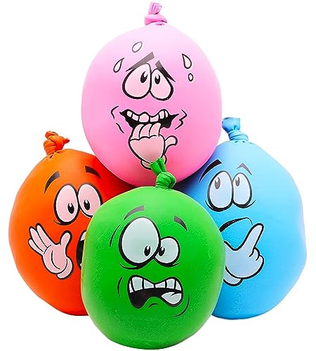 Toyland® Verschiedene Squishy Emoji-Gesichter – bunte Stressbälle – 6 Designs erhältlich – 4 zufällige Auswahl