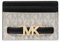 Michael Kors Reed Large Card Holder Wallet MK Signature Logo Leather Vanilla/Black Card Holder