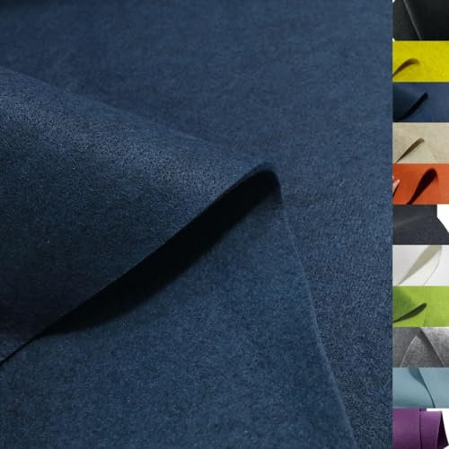 TOLKO 50cm Bastelfilz Stabiler Filzstoff Meterware | 5 mm dick | Filzmatte Untersetzer Dekofilz Taschenfilz zum Nähen und Basteln | 100 cm breit | Nadelfilz Filz Meterware (Blau)