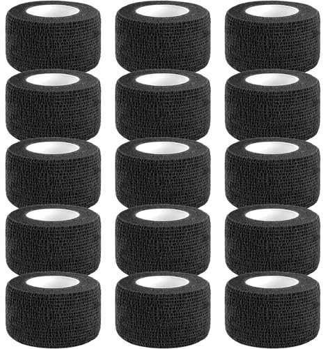 Selbstklebender Verband, 15 Rollen x 2,5cm x 4,5m Pflaster Rolle Verbandsmaterial, Elastische Binde Bandage Fixierbinde Haftbandage Selbstklebend