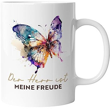 Christliche Tasse Geschenk für Christen mit Bibelvers Kaffeetasse Geschenkidee | Der Herr ist meine Freude mug-christB-14