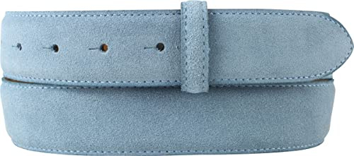 BELTINGER Gürtel aus Veloursleder ohne Schnalle 3,5 cm | Velour-Ledergürtel für Damen Herren 35mm | Wildleder-Gürtel | Jeansblau 95cm