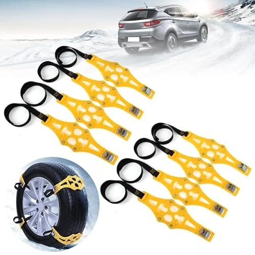 SSIMOO 8 Stück Auto Schneeketten,für Volvo XC40 XC60 XC70 XC90,Verstellbare Universal,für Reifenbreite 165-275mm,Yellow