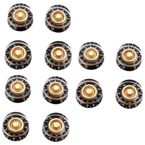 ibasenice 12pcs Vintage Look Electric Guitar Volume Tone Control Knobs Set Black Fits Style Guitars