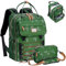 Tonyeee Wickelrucksack für Mama und Papa Wickeltasche groß mit Wickelunterlage abnehmbarer Flaschentasche Baby Tasche für Reisen Kinderwagen Babytasche Grün