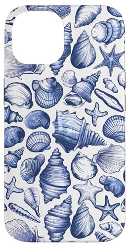 Coastal Beach Summer Ocean Seashell Blue Aesthetic Case for iPhone 14