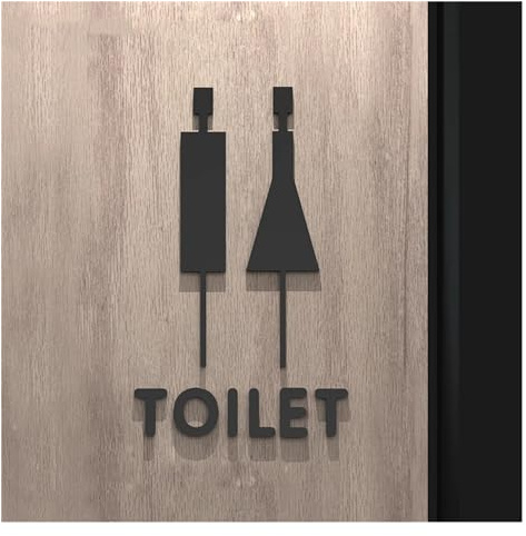 Cartel Baño Hombre Mujer Placa de señal de baño de Color negro y dorado, etiqueta adhesiva acrílica 3D for puerta de sala de lavado, soporte for Wc, tablero de señalización, decoración artística for e
