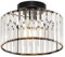 Qamra Kristall Deckenleucht - Lámpara de techo, color negro, cristal, 27 cm, moderno y redondo, para pasillo, entrada, salón, dormitorio, cocina