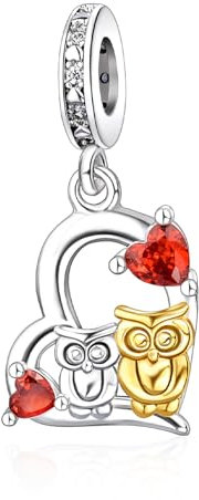 YUMINN Zwei Eulen über die Liebe Charms für 925 Sterling Silber für Frauen Armbänder & Halsketten Dangle Anhänger für Weihnachten Valentinstag Muttertag Schmuck Geschenke für Frauen