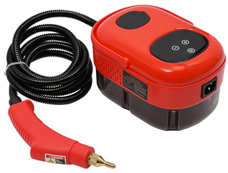 Nettoyeur vapeur 2500 W, 6 vitesses réglables, capacité d'eau de 1,1 l, avec 3 brosses, pour tapis, sol, carrelage, fenêtre, canapé (rouge)