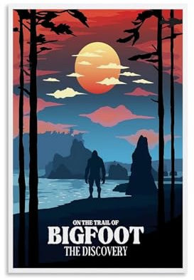 GHJOPAF Bigfoot Vintage-Poster auf Leinwand, Gemälde, Wandkunst, Bild, Heimdekoration, Druck für Schlafzimmer, Wohnzimmer, 30 x 45 cm, ungerahmter Stil