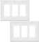 OKAWYC Triple Decorator Light Switch Cover Belaire Beaded Metal Wall Plate, 2-Pack White 3 Gang Triple Rocker, Receptacle Dimmer Switch Cover GFCI Outlet Decorative Wallplate, Durable