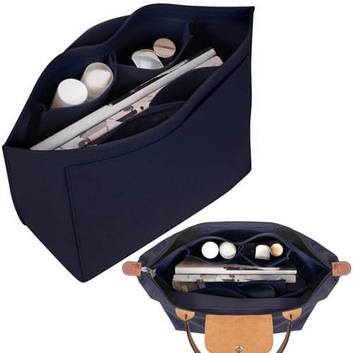Tonsunul Taschen Organizer Shopper Marineblau L Handtaschen Organizer L Organizer Innentasche für Shopper Handbag Organizer Filz Taschenorganizer mit Mehrere Fächer Geschenke für Frauen