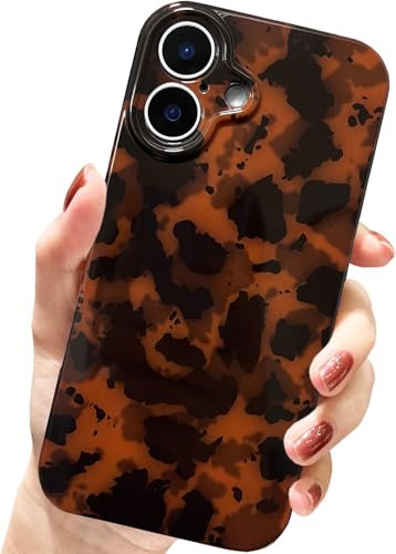AMART for iPhone 16 Case Cute, Leopard Tortoise Shell Animal Print Phone Case Women Girls Cool Soft Slim TPU Protective Phone Cover for iPhone 16 (6.3 inch) ONLY
