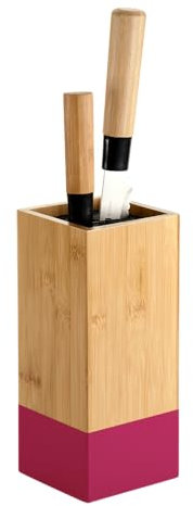 KESPER | Messerblock, Material: Bambus, Kunststoff, Maße: 10 x 10 cm, H: 23 cm, Farbe: Braun, Beere | 58034