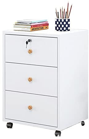Armoire de classement en bois avec serrure - Armoire de rangement de bureau mobile avec tiroirs - Organiseur de données pour activités de bureau
