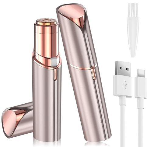 Vexloria éPilateur Facial Pour Femmes, éPilateur éLectrique Usb Pour Femmes Avec LumièRe Led, Rasoir Facial Sans Douleur, Tondeuse Pour Femmes Pour Le Corps, Les LèVres Et Le Menton, Or Rose