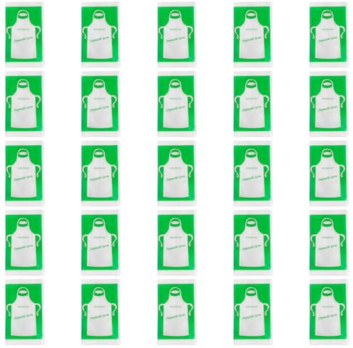 Bojueshaw 25pcs Disposable Aprons,Waterproof Oil Proof Disposable Aprons,Clear Polyethylene Disposable Aprons for Painting Cooking Eating Teaching Picnic