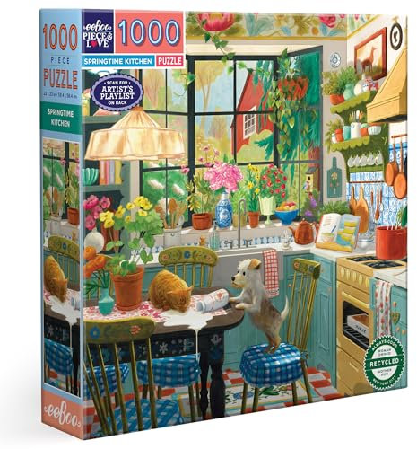eeBoo PZT116, Küche im Frühling Puzzle für Erwachsene, 1000 Teile aus recyceltem Karton und pflanzlicher Tinte