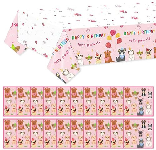 COACOM 1 Stück Cartoon Animal -Tischdecke Und 20 Stücke Taschentücher, Süße Tischdecke, Esstisch Accessoires, Partydekorationen, Hundeparty -Vorräte.