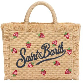 MC2 SAINT BARTH Mini-Vanity-Tasche in Strohoptik mit Erdbeer-Patch, mehrfarbig, Einheitsgröße