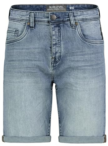 Sublevel Herren Jeansshorts Denim Bermuda mit gekrempeltem Umschlag | Baumwolle | Regular Fit | unifarben | atmungsaktiv | Reißverschluss | casual-Style