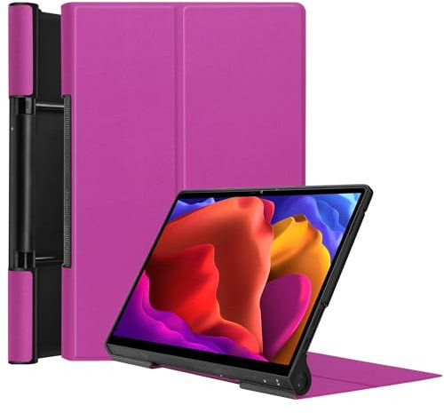 Compatibile con Lenovo Yoga Tab 13 YT-K606F Custodia per tablet leggera Trifold Stand PC Hard Back Cover Protettiva Full Body Robusto Antiurto ZY (Viola)