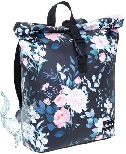 Bench Rucksack Hydro Compact A4 Plane outdoor 64222 9801 Black Flower +s | Rucksack Damen Mädchen Daypack Damenrucksack Tasche backpack Handtasche wasserabweisend + bagboom Schlüsseletui