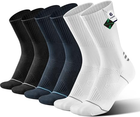 ineepor 6 Paires Bambou Chaussettes de Contention Hommes Femmes – Légères, Sans Couture, Transpirantes, Anti-Odeur – Course, Randonnée, Vélo
